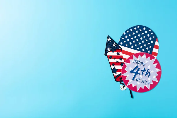 Happy 4Th July Ornament Blue Background Copy Space — Stock Photo, Image