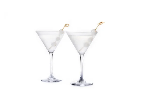 Cocktail Gibson Martini Con Cipolle Isolate Fondo Bianco — Foto Stock