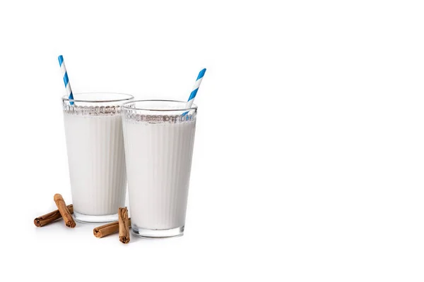 Frische Horchata Mit Zimt Glas Isoliert Auf Weißem Hintergrund Copy — Stockfoto