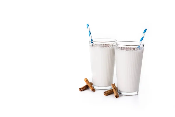 Frische Horchata Mit Zimt Glas Isoliert Auf Weißem Hintergrund Copy — Stockfoto