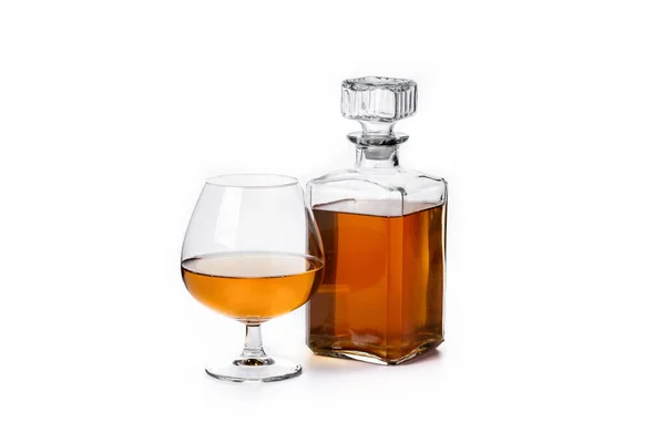 Cognac Whiskey Drank Geïsoleerd Witte Achtergrond — Stockfoto