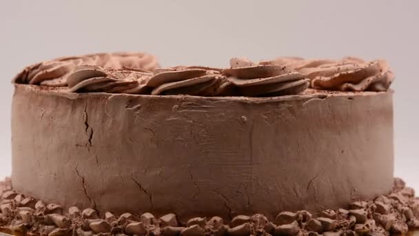 Kousek Čokoládového Lanýžového Koláče Kroužící Záběry — Stock video