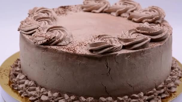 Piece Chocolate Truffle Cake Circling Footage — Stock Video