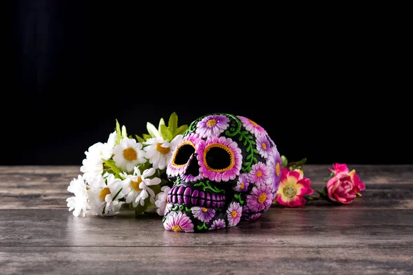 Tipik Bir Meksika Kafatası Çiçek Diademi Dia Los Muertos — Stok fotoğraf