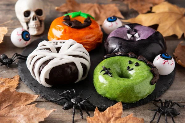 Assortmen Donuts Halloween Mesa Madeira — Fotografia de Stock
