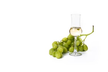 Beyaz arka planda izole edilmiş İtalyan altın içkisi. Boşluğu kopyala