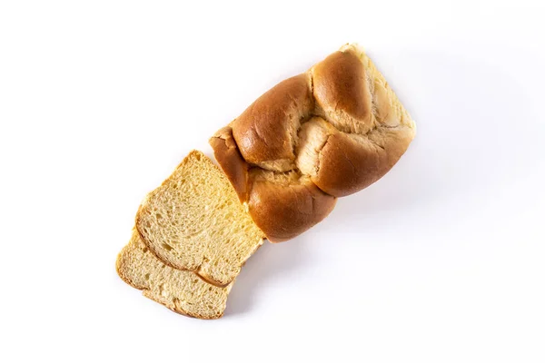 Gevlochten Brood Geïsoleerd Witte Achtergrond — Stockfoto