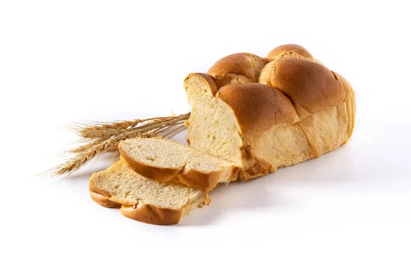 Pletené Vaječný Chléb Izolované Bílém Pozadí — Stock fotografie