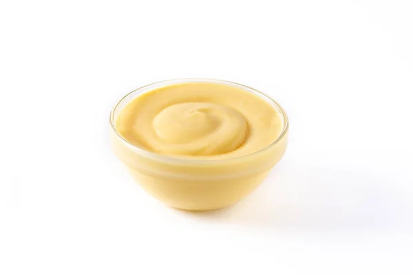 Crema Pastelera Tazón Aislado Sobre Fondo Blanco — Foto de Stock