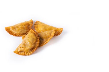 Beyaz arka planda izole edilmiş balkabağı empanadillası. Boşluğu kopyala
