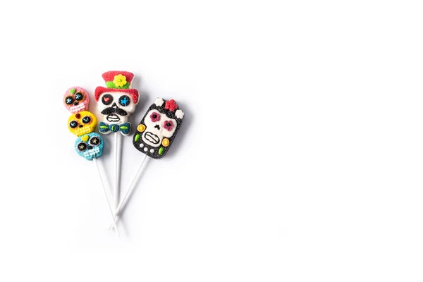 Candy Skull Lollipops Isolated White Background — Stock Photo, Image