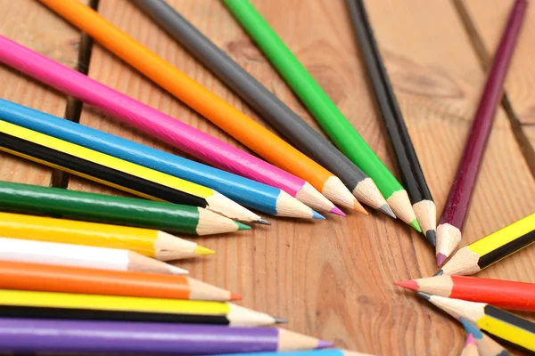 Colored pencils on wood — Stock Photo, Image