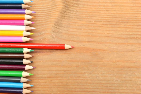 Colored pencils on wood — Stock Photo, Image