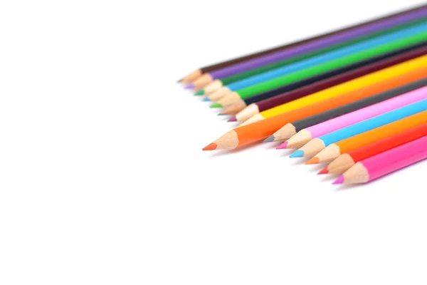 Colored pencils on white background — Stock Photo, Image