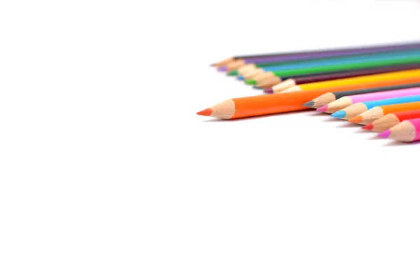 Colored pencils on white background — Stock Photo, Image