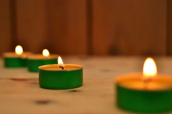 Candles on wood — Stock Photo, Image