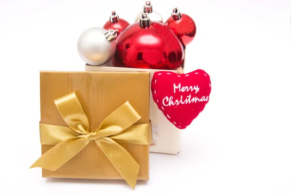 Christmas balls out of a gift box — Stock Photo, Image