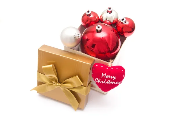 Christmas balls out of a gift box — Stock Photo, Image