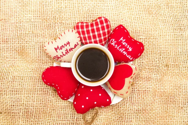 Coffee and Christmas heart — Stock Photo, Image