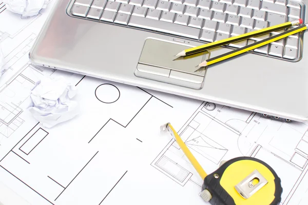 Meter and laptop in the office — Stock Photo, Image