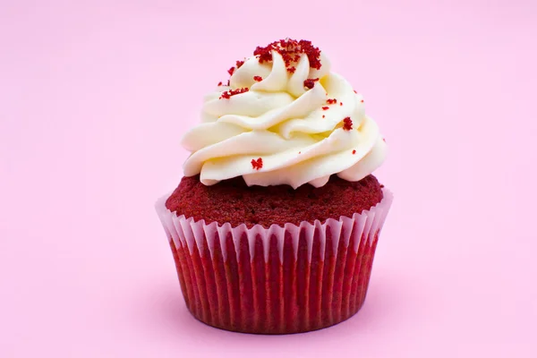 Cupcake em fundo rosa — Fotografia de Stock