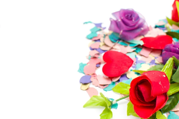 Fleurs, cœurs et confettis — Photo