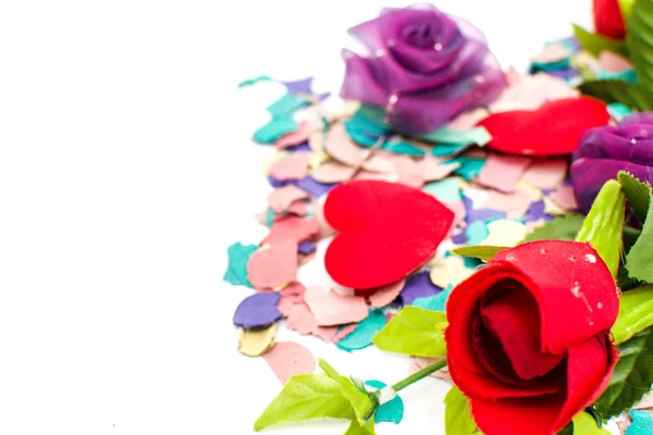 Bloemen, harten en confetti — Stockfoto