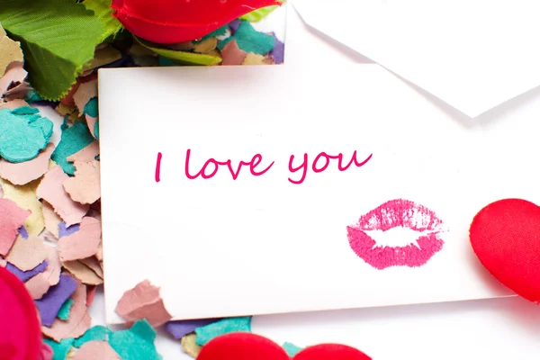 Note Valentine and rose — Stock Photo, Image