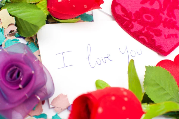 Note Valentine and rose — Stock Photo, Image