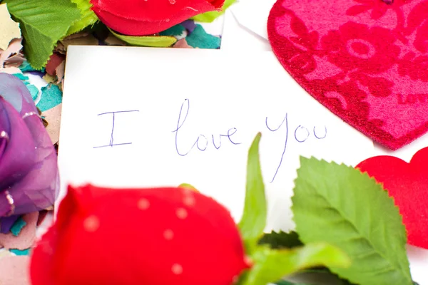 Note Valentine and rose — Stock Photo, Image