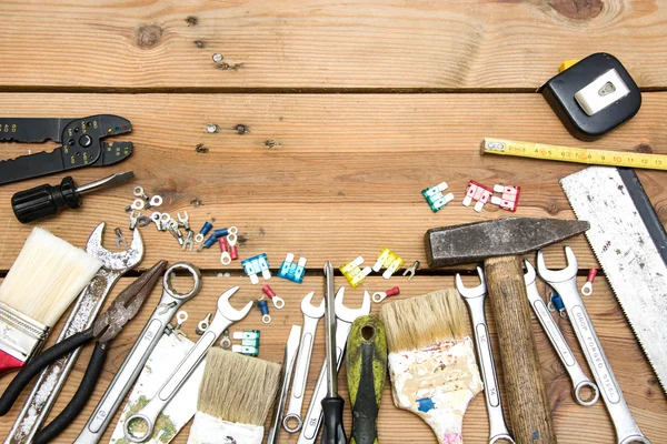 Herramientas sobre madera — Foto de Stock