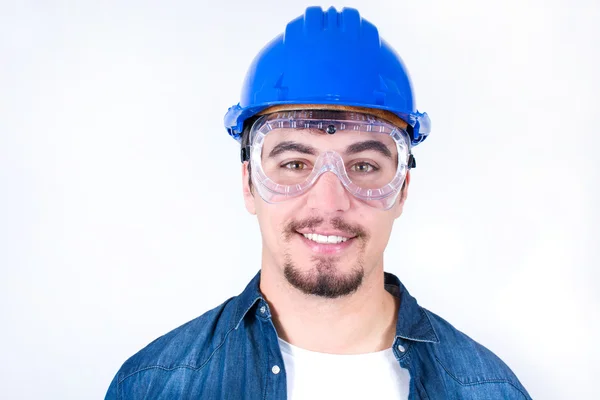 Worket with blue helmet — Stock Photo, Image