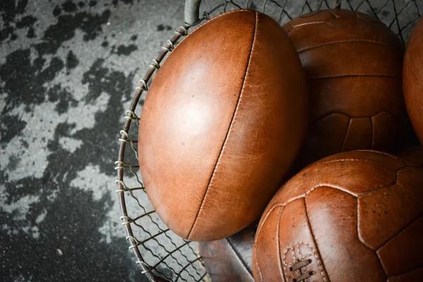 Old leather balls — Stock Photo, Image