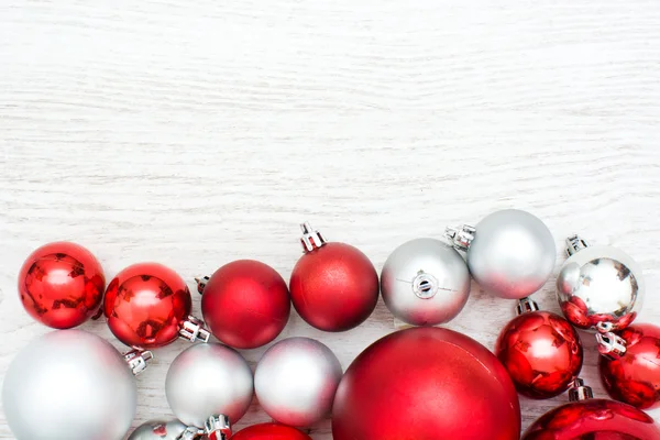 Christmas balls on wood — Stock Photo, Image