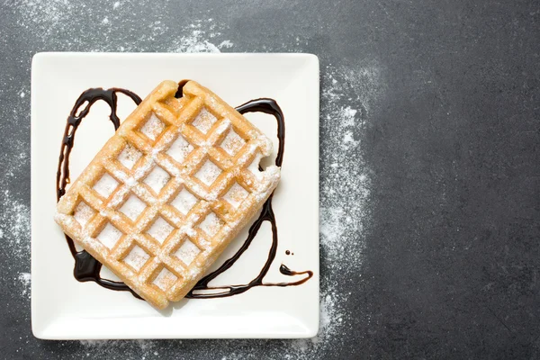 Waffles with chocolate — Stock Photo, Image