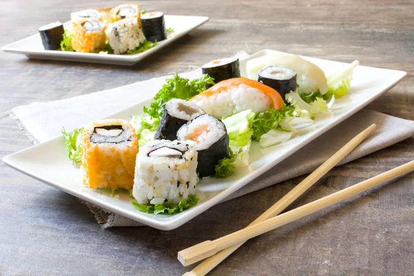 Salmon and caviar rolls — Stock Photo, Image