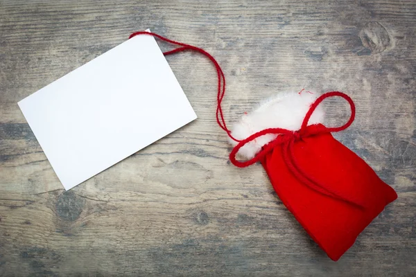 Boże Narodzenie worek z białe karty — Zdjęcie stockowe
