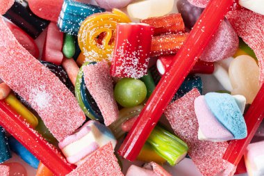 çeşitli renkli şekerler arka plan