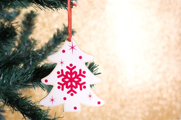 Christmas decoration with golden background — Stock Photo, Image