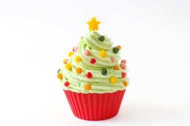 Noel ağacı şeklinde ahşap üzerine cupcake