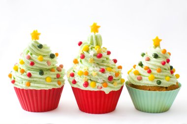 Noel ağacı Şekil Wood ile cupcakes