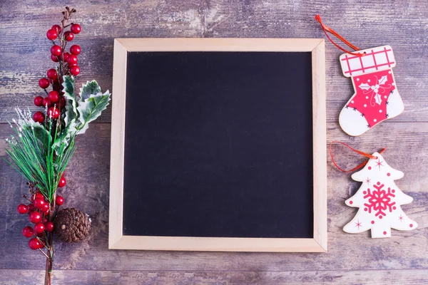 Christmas decoration on wood — Stock Photo, Image