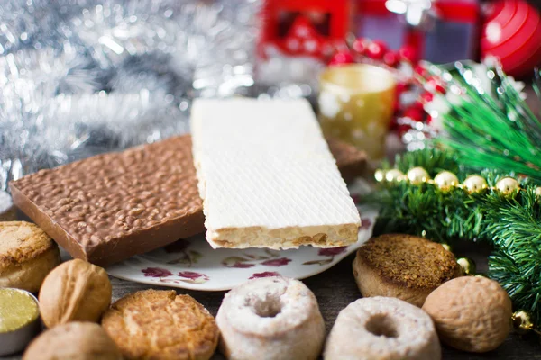 Nougat and other Christmas sweets — Stock Photo, Image