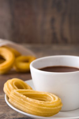 Churros sıcak çikolata. İspanyol Kahvaltı