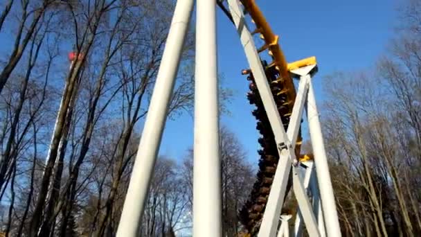 Montaña rusa en el parque de atracciones "Divo Ostrov" en San Petersburgo. Rusia . — Vídeo de stock