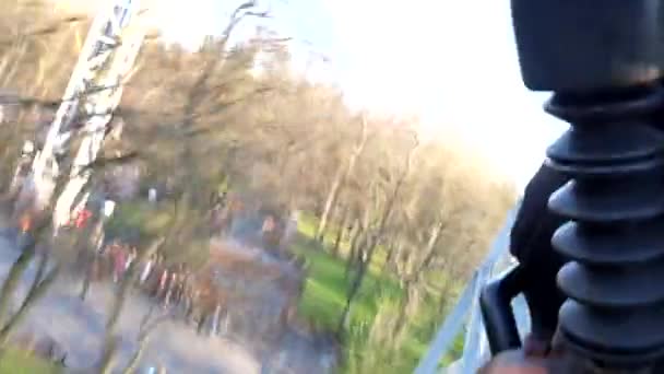 View from rushing the trailer rides a roller coaster at the amusement Park "Divo Ostrov" in St. Petersburg . Russia. — Stock Video