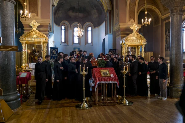 Festliche Osterandacht im Nikolaikloster in Staraya l — Stockfoto