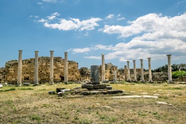 Kalıntıları ve Antik Salamis Antik şehir içinde Fama sütunlarda