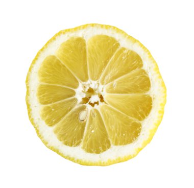 Limon izole beyaz arka plan üzerinde yalan dilim kesilmiş