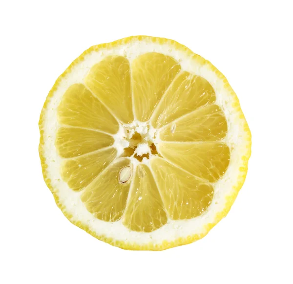 Vágott szelet citrom fekvő elszigetelt fehér background — Stock Fotó